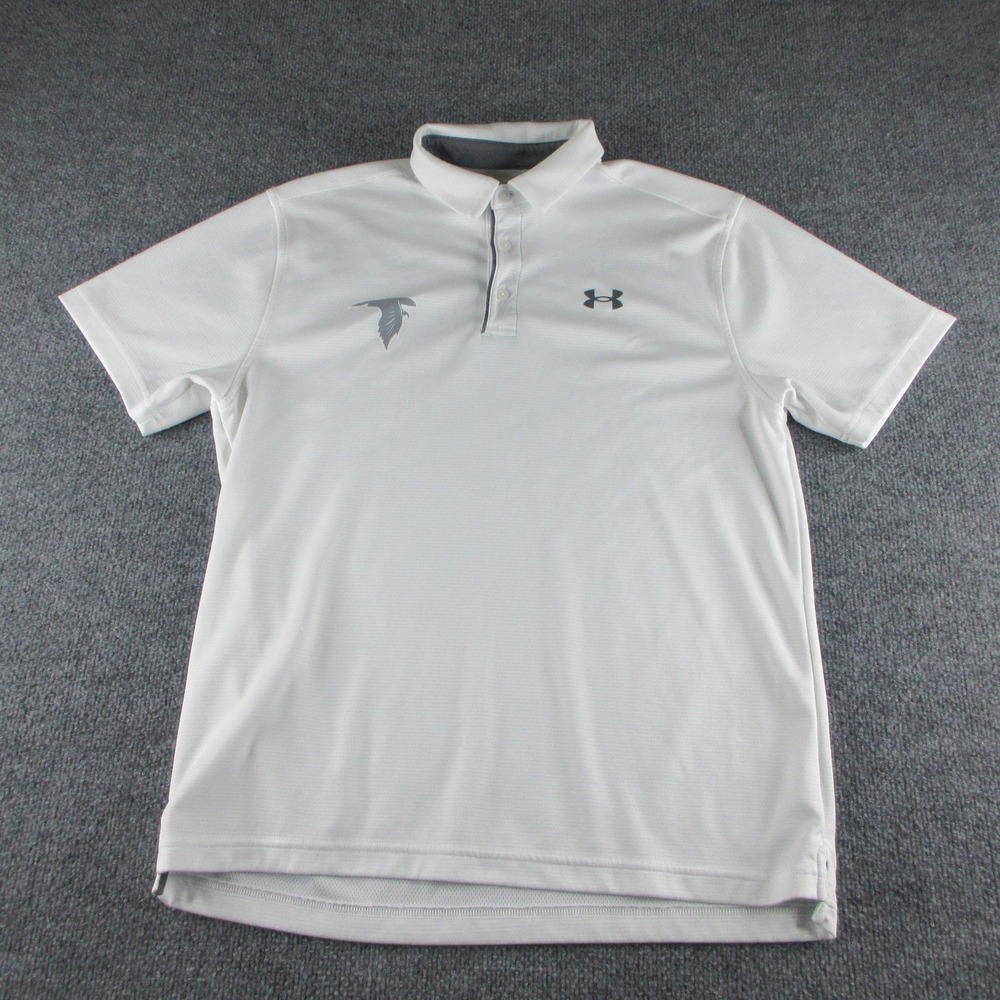 Under Armour Polo Shirt Mens L White Short Sleeve Golf Atlanta Falcons‎ Logo